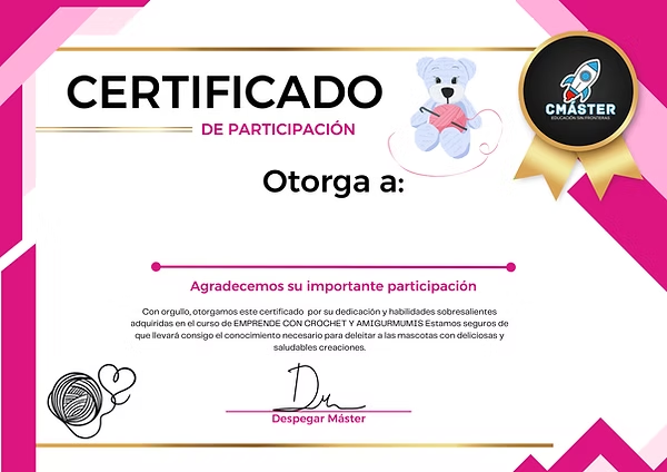 Certificado de participación del curso