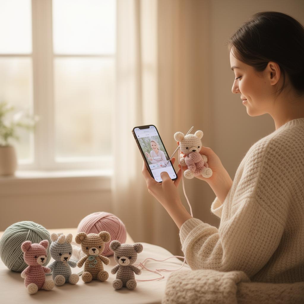 Tablet y móvil mostrando el curso de crochet